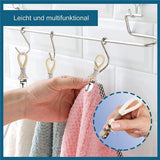 Set of 4 - Woven Cotton Ring, Metal Towel Clips - Hanging Ring and Storage Clips - Suitable for Home, Bedroom and Bathroom - Multifunctional - 45-Degree Angle
