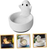 Candle Holder - 1-Piece - Ceramic Ghost Candle Holder - Cute Ghost Ornament - Birthday Gift - Desk Decoration - Top-Down View