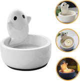Candle Holder - 1-Piece - Ceramic Ghost Candle Holder - Cute Ghost Ornament - Birthday Gift - Desk Decoration - 45-Degree Angle