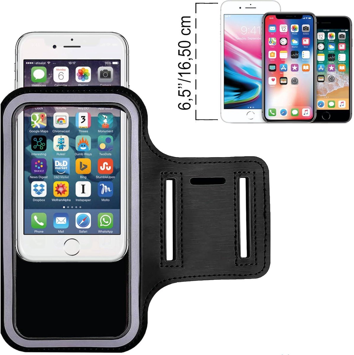 Phone Holder for Running - Running Armband - Suitable for phones up to 6.5 inches - Lightweight and universal phone holder for running, fitness and jogging