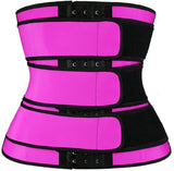 Women Sweat Reducer Training Belt - Sweatband - Waist Trainer - Slimming Belly Band - 3-Row Closure & Breathable Material - Extended Sizes (S to 6XL) - Red, S