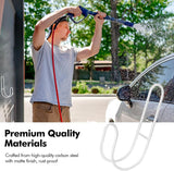 Garden Hose Hanging System - Wall Mount for Neat Storage - Stainless Steel Frame - White - Top-Down View
