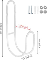 Garden Hose Hanging System - Wall Mount for Neat Storage - Stainless Steel Frame - White - Rear View