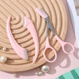 Eyebrow Trimmer - Eyebrow Trimmer for Women - Pink Eyebrow Trimming Set - Scissors with Comb - Safety Razor - Suitable for Daytime Skin Care - Side View