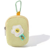 Storage Bag - Cute Mesh - Flowers - Keychain Wallet - Headphone Bag - Pendant Storage Bag - Multifunctional - Yellow