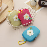 Storage Bag - Cute Mesh - Flowers - Keychain Wallet - Headphone Bag - Pendant Storage Bag - Multifunctional - Yellow - Front View