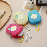 Storage Bag - Cute Mesh - Flowers - Keychain Wallet - Headphone Bag - Pendant Storage Bag - Multifunctional - Yellow - Side View