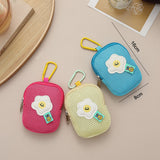 Storage Bag - Cute Mesh - Flowers - Keychain Wallet - Headphone Bag - Pendant Storage Bag - Multifunctional - Yellow - Top-Down View
