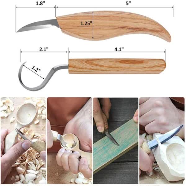 Wood Carving Tool Set - 3-in-1 Wood Carving Set - Includes Hook Chisel, Wood Carving Chisel, and Chopping Chisel