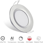 4 x 12V LED Recessed Spotlight Hole 58-65mm 3W 3200K Recessed Ceiling Light for Motorhome Boat Caravan Van Yacht Warm White (Silver Finish)