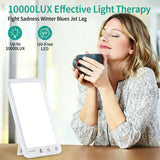 Light Therapy Lamp 12000 Lux UV-Free LED Adjustable Brightness Color Temperature Timer Touch Control Memory Function Compact for Home - Front View
