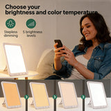 Light Therapy Lamp 12000 Lux UV-Free LED Adjustable Brightness Color Temperature Timer Touch Control Memory Function Compact for Home - Side View