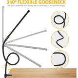 1 pc. Desk Lamps for Home Office, Clamp Lamp Dimmable Gooseneck Lamp Touch Control, Adjustable Desk Lamp for Workbench Tabletop (Black) - Side View