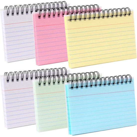 Color Notebooks - American Notepads - Index Card Notebooks - Vocabulary Books - Small Books - 6-Pack