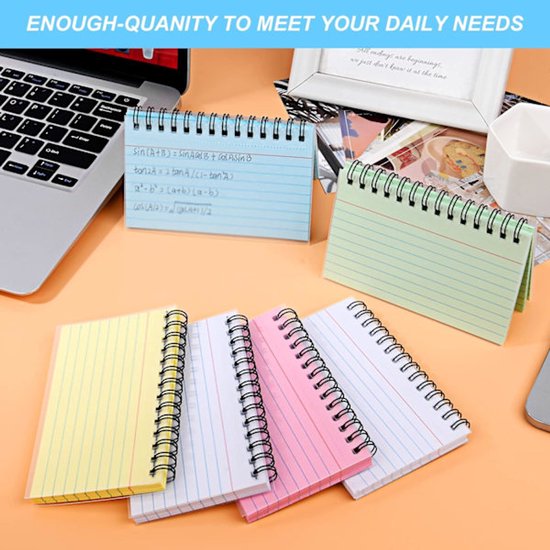 Color Notebooks - American Notepads - Index Card Notebooks - Vocabulary Books - Small Books - 6-Pack