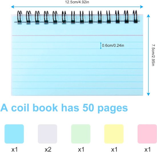 Color Notebooks - American Notepads - Index Card Notebooks - Vocabulary Books - Small Books - 6-Pack