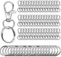 Small Stainless Steel Keychains - 100 Pieces Carabiner Keychains - DIY - DIY Ring - Snap Closure with Turning Button - (Silver)