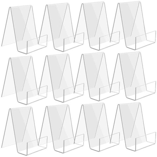 Transparent bookcase - Acrylic display rack - for books, photos, brochures - Set of 12