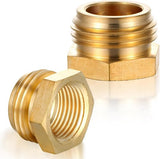 2-Pack - G 1/2" BSP Female to GHT 3/4 Male Hose Connector - Brass Garden Hose Connector - Threaded Pipe Connector - Hose Connector, Water Hose Connector, Garden Hose Connector