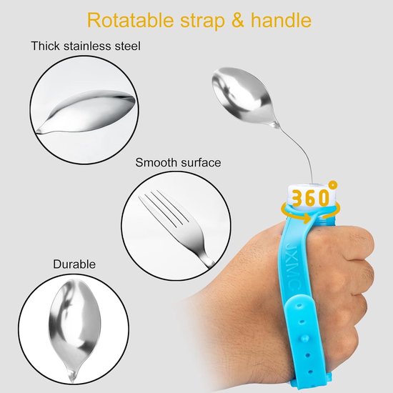 Flexible and adaptable cutlery for seniors, people with disabilities, Parkinson's disease, arthritis, hand tremors, weak grip and people with disabilities, arthritis - Non-slip handles - Easy to hold - Suitable for handshakes