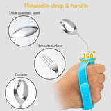Flexible and adaptable cutlery for seniors, people with disabilities, Parkinson's disease, arthritis, hand tremors, weak grip and people with disabilities, arthritis - Non-slip handles - Easy to hold - Suitable for handshakes - 45-Degree Angle