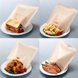Toaster Bags - Pack of 10 - Reusable Toaster Bags - Heat Resistant Non-Stick Toaster Bags - For Baking Cheese and Snacks - 16.5 x 16 cm - Front View