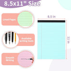Coloured notepads, set of 3 writing pads 29.5 x 21.4 cm, with micro-perforation and sturdy back, broad lines, 50 sheets per pad, ideal for school, university, office and professional use (blue/pink/green)
