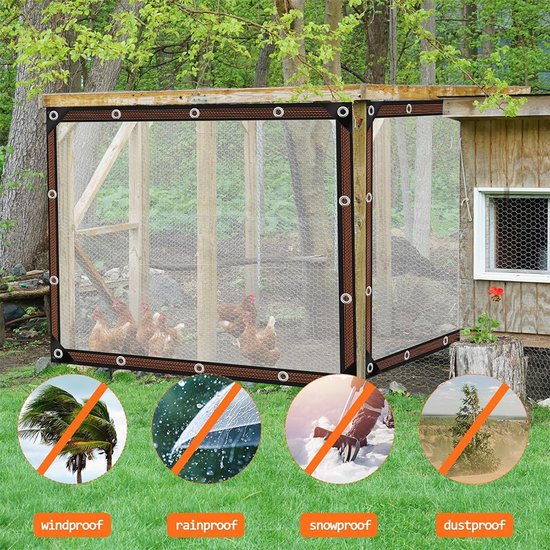 Transparent tarpaulin with eyelets, transparent tarpaulin for outdoor use, waterproof film, woven tarpaulin, canvas, awning, durable, weatherproof, multifunctional tarpaulin 2 x 3m