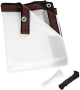 Transparent tarpaulin with eyelets, transparent tarpaulin for outdoor use, waterproof film, woven tarpaulin, canvas, awning, durable, weatherproof, multifunctional tarpaulin 3 x 3m - Front View
