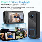 Wireless Doorbell with Camera - 1080P Image & 4.5 Inch Screen - No WiFi Required - Range Up to 120m - Night Vision - Front View