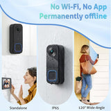 Wireless Doorbell with Camera - 1080P Image & 4.5 Inch Screen - No WiFi Required - Range Up to 120m - Night Vision