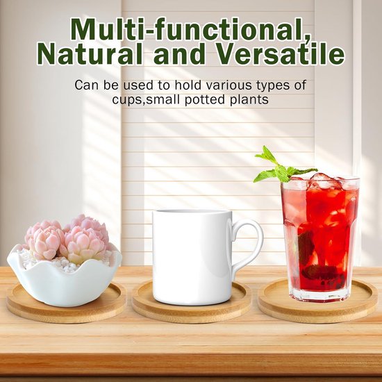 Coasters - Set of 8 - Round coasters - Wooden coasters - Suitable for water glasses, ornaments, candles, potted plants, etc.