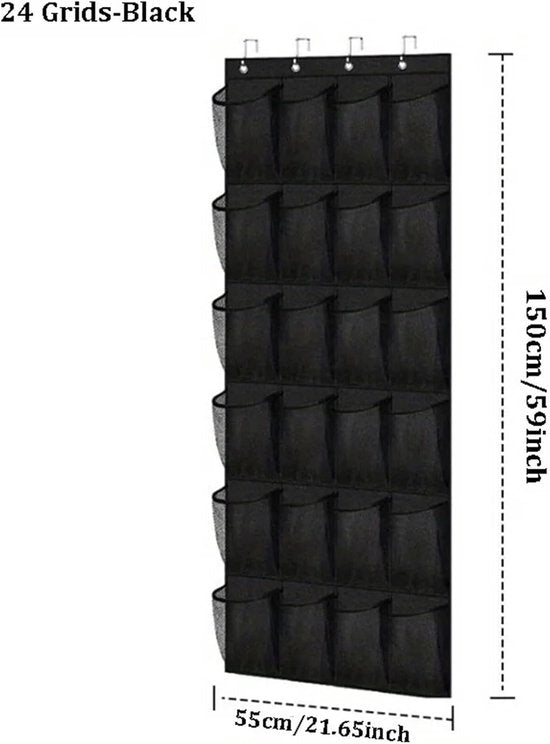 Shoe rack with 24 compartments - Made of sturdy and durable Oxford cloth - Can be hung on a door - Suitable for wardrobes with mesh walls - White