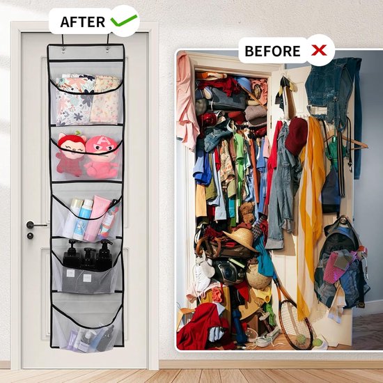 Hanging Storage Bags - Hanging Storage Boxes - Comes with 5 Mesh Pockets - Perfect as Hanging Storage Boxes for the Bedroom - Ideal for Toy Storage