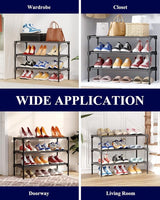 Shoe Rack - 3-Tier Storage Rack - Stackable - 27.5 Inch Wide - Black - Rear View