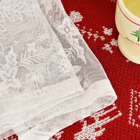 Window Screen - Ice Flower Christmas Tree Window Screen - Wire Mesh - European and American - Christmas - Curtain - Net Curtain 2-piece set (150*100cm)