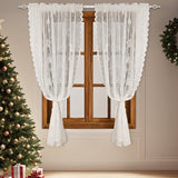 Window Screen - Ice Flower Christmas Tree Window Screen - Metal Mesh - European and American - Christmas - Curtain - Net Curtain 2-Piece Set (150*250cm)