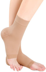 Stretch ankle compression stockings - Ankle compression stockings - Sports ankle support - Stretch compression stockings - Plantar fascia support - beige size S - Front View