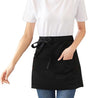 Kitchen Aprons - Women's Aprons - Half-Length Aprons - Unisex Kitchen Aprons - Restaurant, BBQ, Bar, Chef Aprons - Adjustable Aprons with Two Pockets - Black