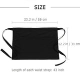 Kitchen Aprons - Women's Aprons - Half-Length Aprons - Unisex Kitchen Aprons - Restaurant, BBQ, Bar, Chef Aprons - Adjustable Aprons with Two Pockets - Black - Front View