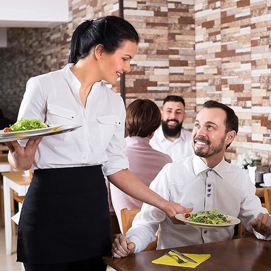 Kitchen Aprons - Women's Aprons - Half-Length Aprons - Unisex Kitchen Aprons - Restaurant, BBQ, Bar, Chef Aprons - Adjustable Aprons with Two Pockets - Black