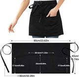 Kitchen Aprons - Women's Aprons - Half-Length Aprons - Unisex Kitchen Aprons - Restaurant, BBQ, Bar, Chef Aprons - Adjustable Aprons with Two Pockets - Black - Close-Up Angle