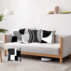 Pillowcase - 4-pack - Pillowcases with abstract geometric pattern - 45x45 cm - Pillowcases with zipper - Black and white pillowcases (pillow insert not included)