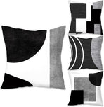 Pillowcase - 4-pack - Pillowcases with abstract geometric pattern - 45x45 cm - Pillowcases with zipper - Black and white pillowcases (pillow insert not included)
