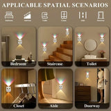 Night light - Mood lamp - LED lighting - Night lamp - LED cabinet light and stair light with sensor - Two-tone - USB rechargeable night light - Magnetic mounting - For children's room, bedroom, hall or corridor, etc. (White) - Top-Down View