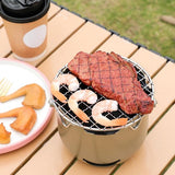 Grill - Portable Charcoal Grill - Mini Stainless Steel Charcoal Grill - Small Outdoor Grill - Suitable for Camping, Backyard BBQs, RVs and Picnics (Purple)