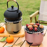 Grill - Portable Charcoal Grill - Mini Stainless Steel Charcoal Grill - Small Outdoor Grill - Suitable for Camping, Backyard BBQs, RVs and Picnics (Purple) - 45-Degree Angle