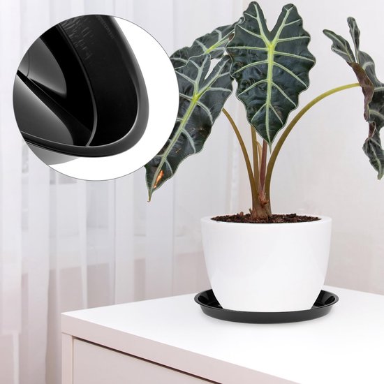 Plant bowls - 6 pieces - Round plant bowls - For flower pots, garden bowls and planters - Black