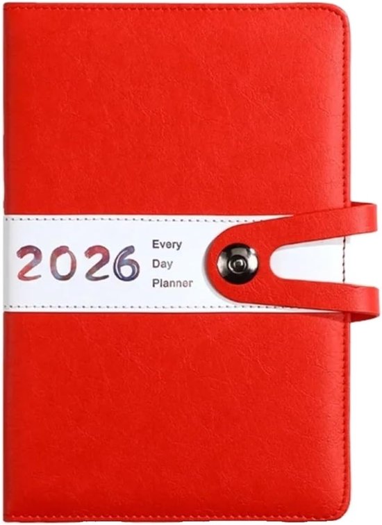 Agenda 2026 Adults - Planner - Journal - Organizer - Business - Texture - PU Material - A5 Format - Red