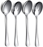 Spoons - 4-piece set - Stainless steel salad spoons - Includes 2 serving spoons and 2 skimmers - Suitable for desserts and coffee